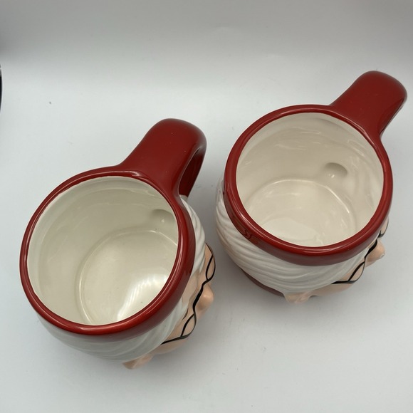 4 Vintage Pottery Barn Mugs / Mrs. Santa Claus / Ceramic 3" / Christmas / Flaws - Picture 12 of 16